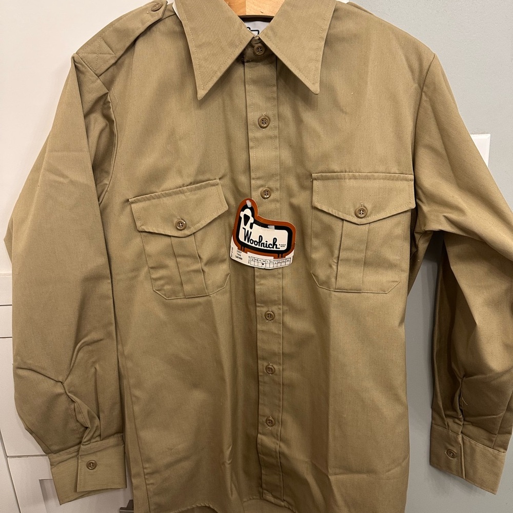 NWT Woolrich Men's Khaki Shirt Safari Jacket Vintage Medium